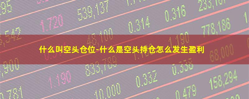 什么叫空头仓位-什么是空头持仓怎