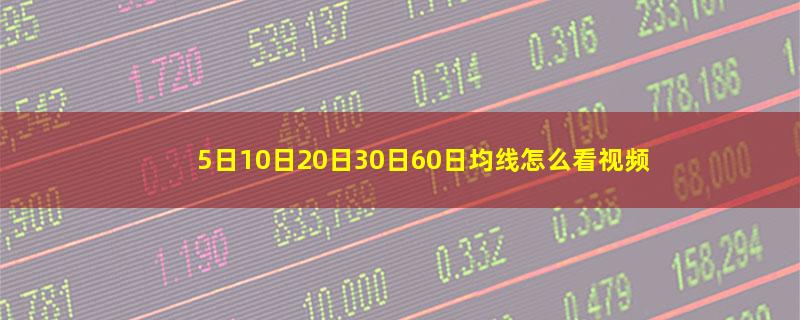 5日10日20日30日60日均线怎么看视频