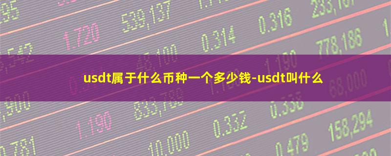 usdt属于什么币种一个多少钱-usdt