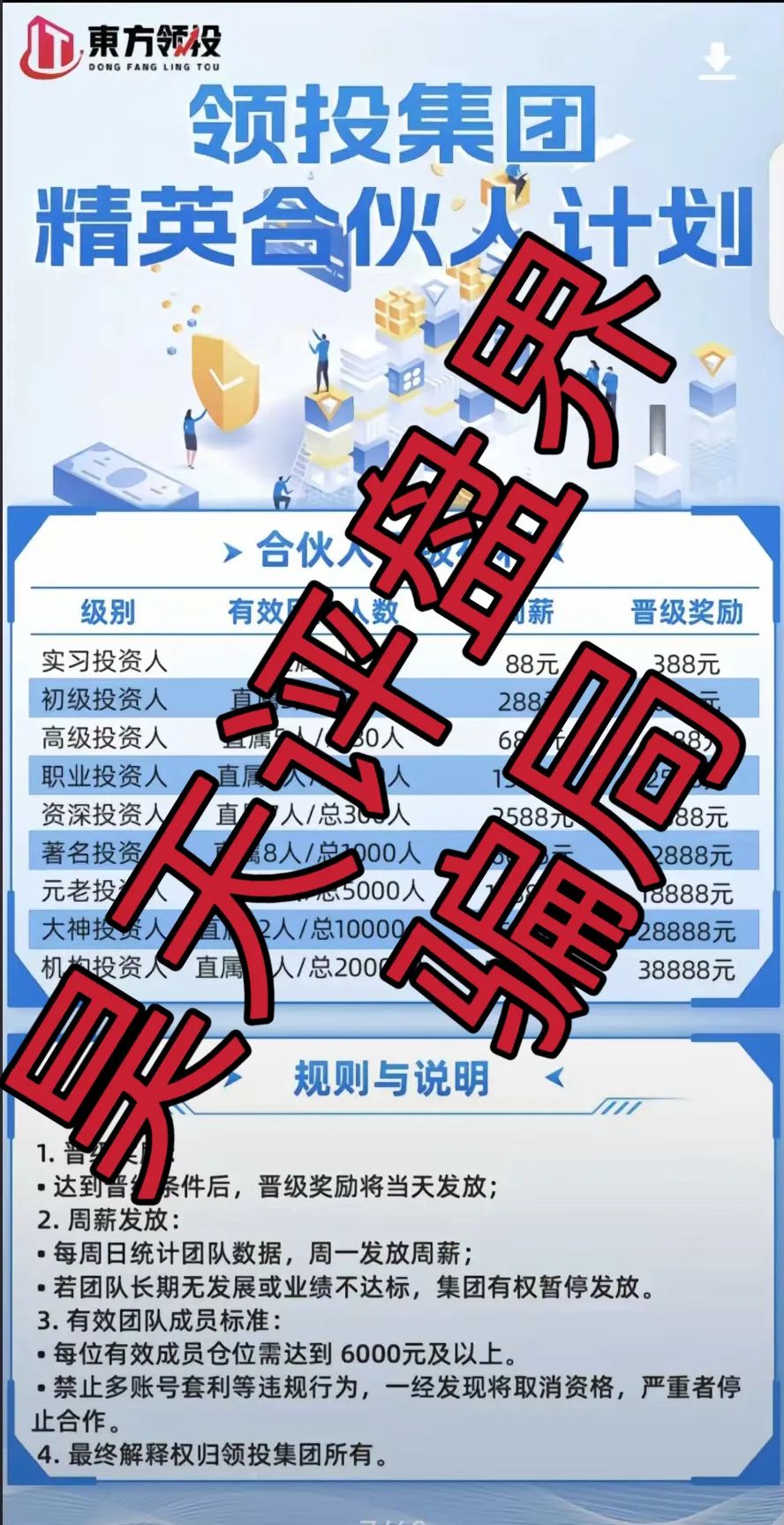 东方领投（领投集团）冒充正规公司的跟单类资金盘骗局，高度预警，即将崩盘跑路！