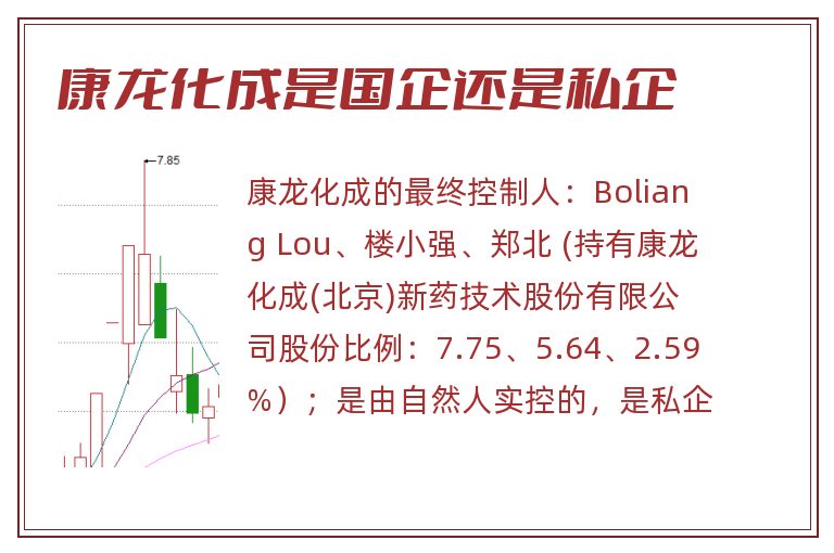 康龙化成是国企还是私企