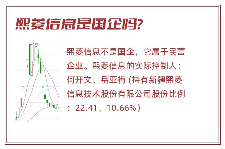 熙菱信息是国企吗？