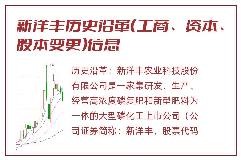 新洋丰历史沿革（工商、资本、股本变更）信息