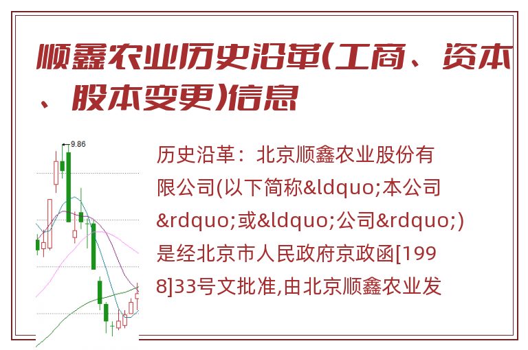 顺鑫农业历史沿革（工商、资本、股本变更）信息