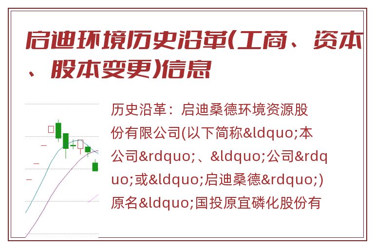 启迪环境历史沿革（工商、资本、股本变更）信息