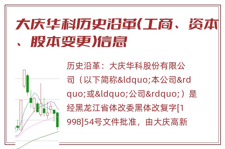 大庆华科历史沿革（工商、资本、股本变更）信息