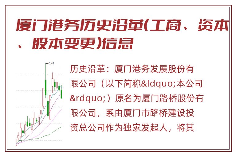 厦门港务历史沿革（工商、资本、股本变更）信息