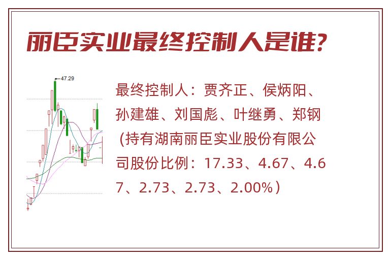 丽臣实业最终控制人是谁？